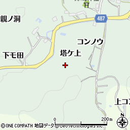 愛知県豊田市山中町塔ケ上周辺の地図