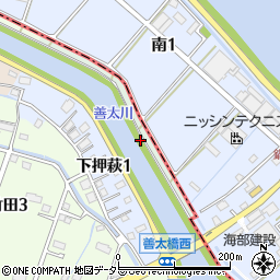 愛知県弥富市下押萩町周辺の地図