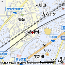 愛知県弥富市五明町小赤津外周辺の地図