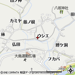 愛知県豊田市東大島町周辺の地図