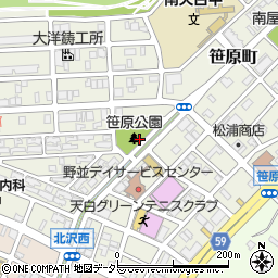 笹原公園トイレ周辺の地図