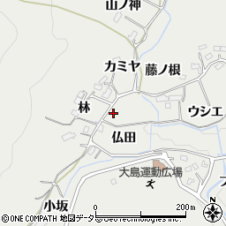 愛知県豊田市東大島町（仏田）周辺の地図