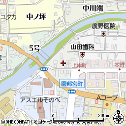 京都府南丹市園部町上本町周辺の地図