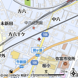 愛知県弥富市鯏浦町中六21周辺の地図