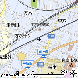 愛知県弥富市鯏浦町中六23周辺の地図