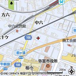愛知県弥富市鯏浦町中六108周辺の地図