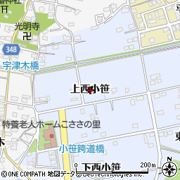 愛知県豊田市越戸町上西小笹周辺の地図