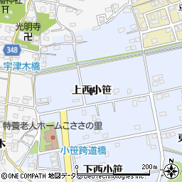 愛知県豊田市越戸町（上西小笹）周辺の地図