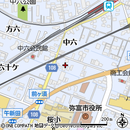 愛知県弥富市鯏浦町中六109周辺の地図