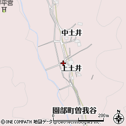 京都府南丹市園部町曽我谷上土井周辺の地図