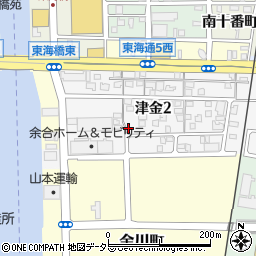 愛知県名古屋市港区津金2丁目周辺の地図