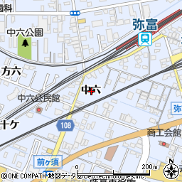 愛知県弥富市鯏浦町中六周辺の地図