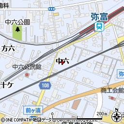 愛知県弥富市鯏浦町（中六）周辺の地図