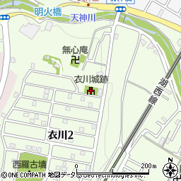 衣川城跡周辺の地図