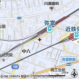 愛知県弥富市鯏浦町中六196周辺の地図