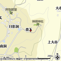 愛知県豊田市小呂町森下周辺の地図