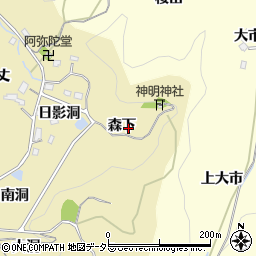 愛知県豊田市小呂町（森下）周辺の地図