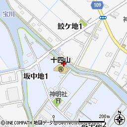 愛知県弥富市坂中地町宮西周辺の地図