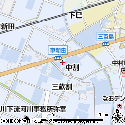 愛知県弥富市鯏浦町車新田周辺の地図