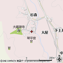 京都府南丹市園部町曽我谷大屋周辺の地図