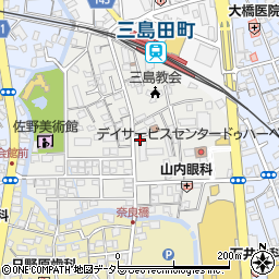 静岡県三島市中田町周辺の地図