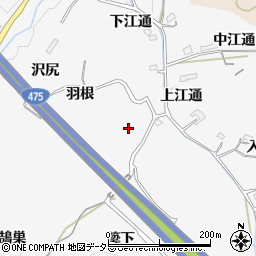 愛知県豊田市滝見町羽根周辺の地図