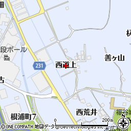 愛知県みよし市福谷町（西道上）周辺の地図