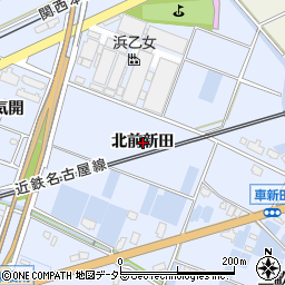 愛知県弥富市鯏浦町北前新田周辺の地図