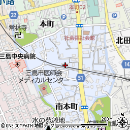 静岡県三島市南本町周辺の地図