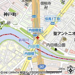 内田橋北周辺の地図