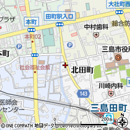 静岡県三島市北田町1周辺の地図