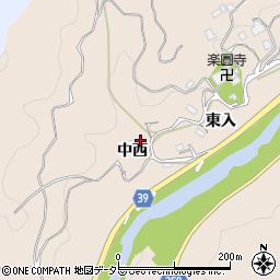 愛知県豊田市田振町中西周辺の地図