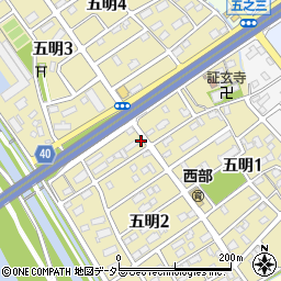愛知県弥富市五明周辺の地図