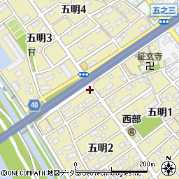 愛知県弥富市五明2丁目12周辺の地図