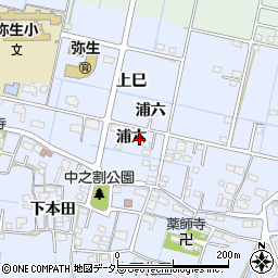 愛知県弥富市鯏浦町浦六周辺の地図