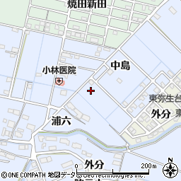 愛知県弥富市西中地町中島73周辺の地図