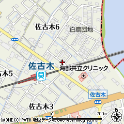 愛知県弥富市佐古木周辺の地図