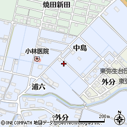 愛知県弥富市西中地町中島73-6周辺の地図