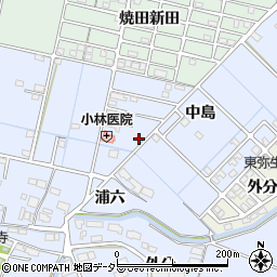 愛知県弥富市西中地町中島周辺の地図