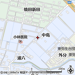 愛知県弥富市西中地町中島57周辺の地図