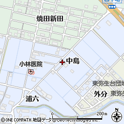愛知県弥富市西中地町中島57-5周辺の地図