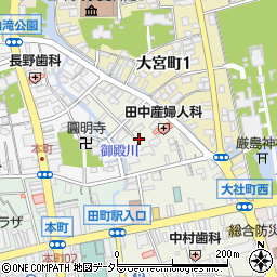 静岡県三島市中央町周辺の地図