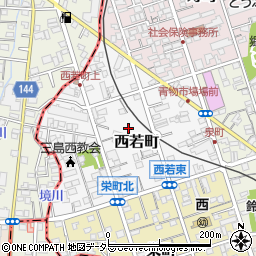 静岡県三島市西若町周辺の地図