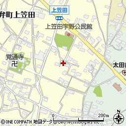三重県いなべ市員弁町上笠田1716周辺の地図