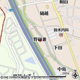愛知県みよし市黒笹町野田兼周辺の地図