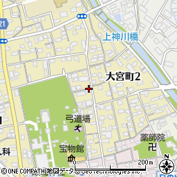 静岡県三島市大宮町2丁目周辺の地図