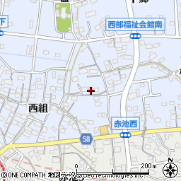 愛知県日進市赤池町西組周辺の地図