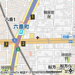 愛知信用金庫六番町支店周辺の地図