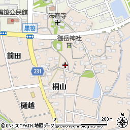 愛知県みよし市黒笹町桐山164周辺の地図