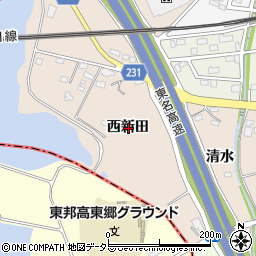 愛知県みよし市黒笹町西新田周辺の地図